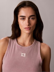 Фіолетовий - Calvin Klein Ткана майка в рубчик Monologo - Image 3 of 6