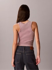 Фіолетовий - Calvin Klein Ткана майка в рубчик Monologo - Image 5 of 6