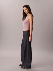 Фіолетовий - Calvin Klein Ткана майка в рубчик Monologo - Image 6 of 6