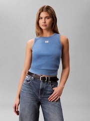 Calvin Klein Woven Monologo Geripptes Tanktop - Bild 1 von 6