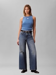 Calvin Klein Woven Monologo Geripptes Tanktop - Bild 3 von 6