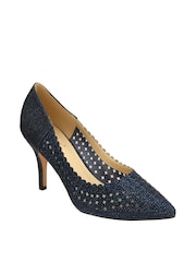 Lotus Navy Blue Stiletto-Heel Pointed Toe Court Shoes - Image 1 of 4