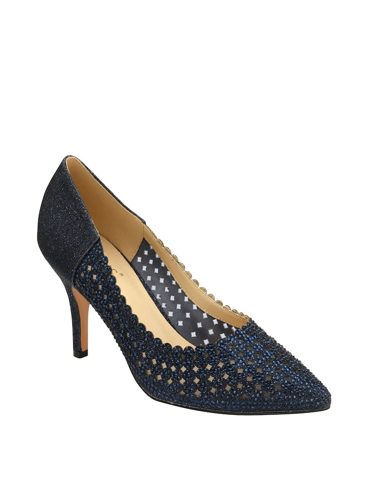 Lotus Navy Blue Stiletto-Heel Pointed Toe Court Shoes - Image 1 of 4