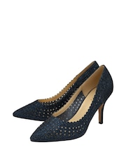 Lotus Navy Blue Stiletto-Heel Pointed Toe Court Shoes - Image 2 of 4