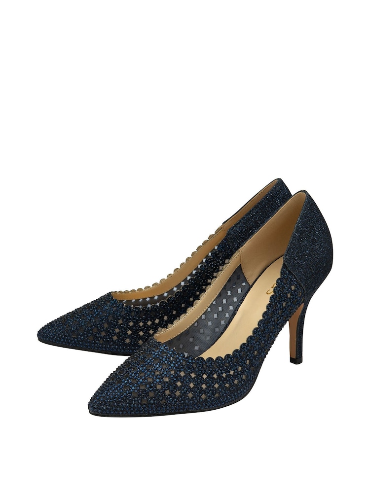 Lotus Navy Blue Stiletto-Heel Pointed Toe Court Shoes - Image 2 of 4