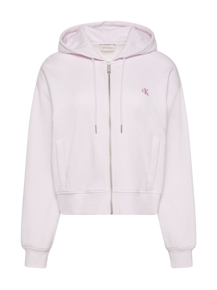 Calvin Klein Pink Cropped Monogram Zip Hoodie - Image 6 of 6 Calvin Klein Pink Cropped Monogram Zip Hoodie - Image 6 of 6