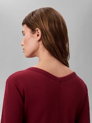 Calvin Klein Red Slim Ribbed Cotton Cardigan - Image 3 of 6