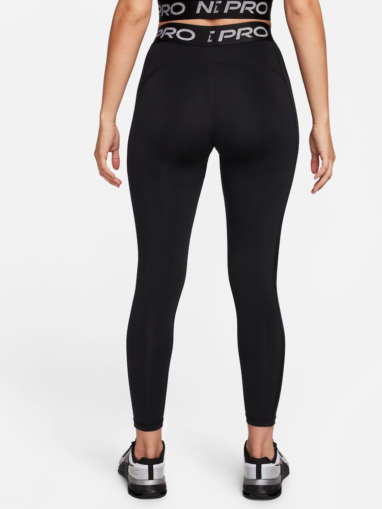 Nike Black Metallic Pro Mid-Rise 7/8 Leggings - Image 2 of 4 Nike Black Metallic Pro Mid-Rise 7/8 Leggings - Image 2 of 4