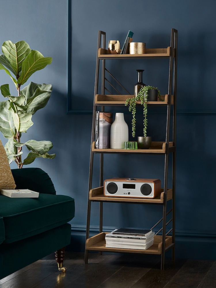 Dark Bronx Ladder Chevron Oak Effect Shelf - Image 1 of 7