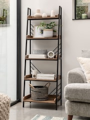 Dark Bronx Ladder Chevron Oak Effect Shelf - Image 2 of 7