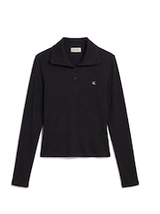 Calvin Klein Black Woven Monologo Henley Turtleneck Sweatshirt - Image 7 of 7