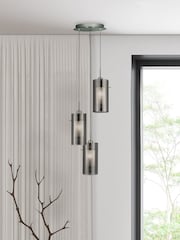 Searchlight Chrome Basil Chrome Smoked Glass 3Lt MultiDrop Pendant Ceiling Light - Image 1 of 3