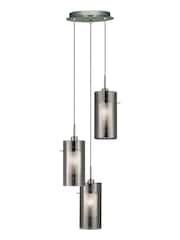 Searchlight Chrome Basil Chrome Smoked Glass 3Lt MultiDrop Pendant Ceiling Light - Image 2 of 3