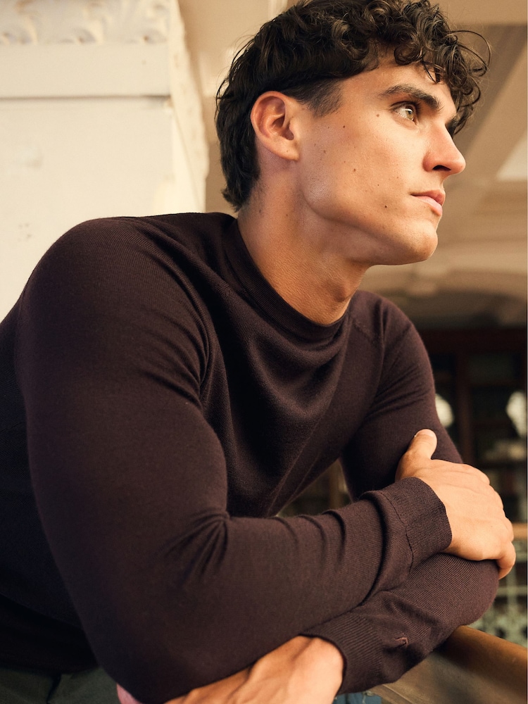 Tailored Athlete Red Muscle Fit Extra Fine Merino Wool Crew Neck Jumper - Image 1 of 6