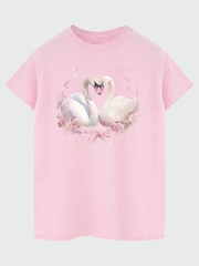 Brands In Pink Swan Boyfriend Fit T-Shirt - Image 1 of 4