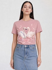 Brands In Pink Swan Boyfriend Fit T-Shirt - Image 2 of 4