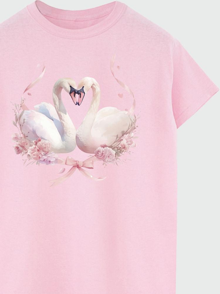 Brands In Pink Swan Boyfriend Fit T-Shirt - Image 4 of 4 Brands In Pink Swan Boyfriend Fit T-Shirt - Image 4 of 4