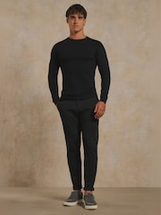 Tailored Athlete Black Muscle Fit Heavy Weight Textured Crew Neck T-Shirt - Image 3 of 7