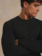 Tailored Athlete Black Muscle Fit Heavy Weight Textured Crew Neck T-Shirt - Image 5 of 7