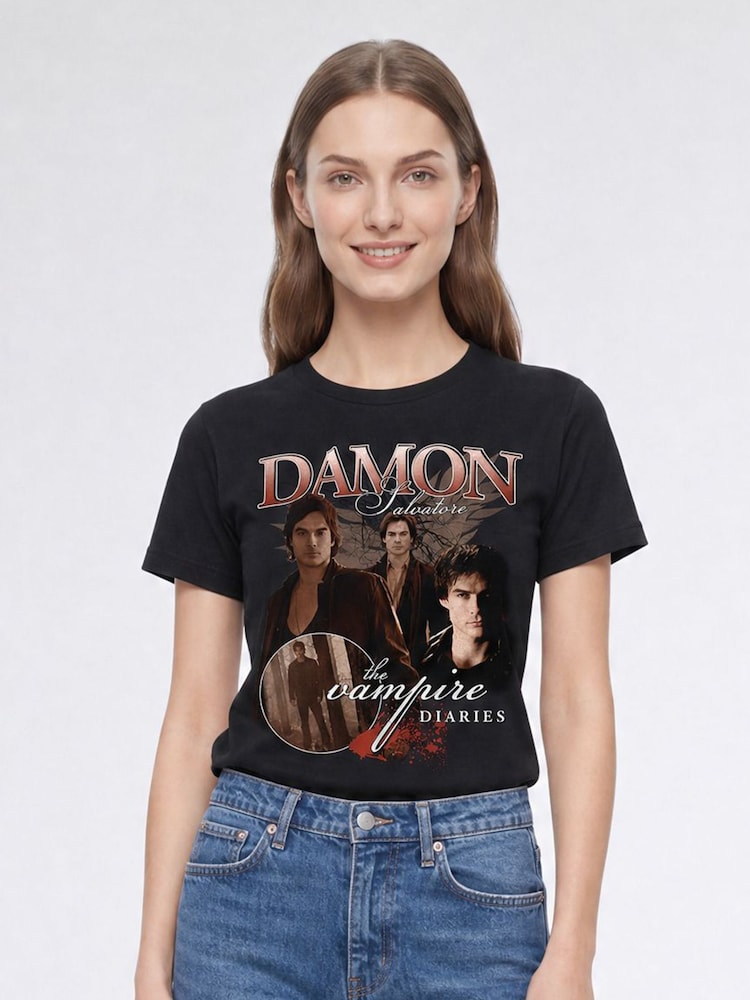 Brands In Black The Vampire Diaries Damon T-Shirt - Image 1 of 5 Brands In Black The Vampire Diaries Damon T-Shirt - Image 1 of 5