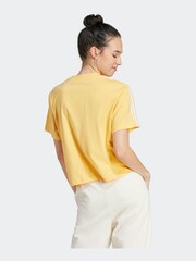 adidas Yellow 100% Cotton Sportswear Essentials 3-Stripes Single Jersey Crop T-Shirt - Image 2 of 7