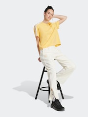 adidas Yellow 100% Cotton Sportswear Essentials 3-Stripes Single Jersey Crop T-Shirt - Image 4 of 7