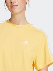 adidas Yellow 100% Cotton Sportswear Essentials 3-Stripes Single Jersey Crop T-Shirt - Image 5 of 7