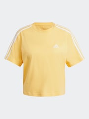 adidas Yellow 100% Cotton Sportswear Essentials 3-Stripes Single Jersey Crop T-Shirt - Image 7 of 7