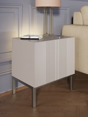 Frank Olsen Grey Iona 1 Door Side Table with SMART Features - Image 1 of 8