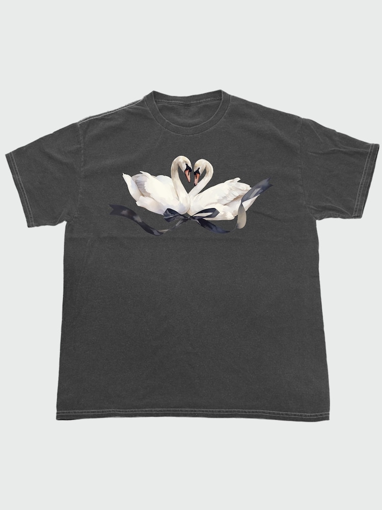 Brands In Black Swan Ribbon Washed T-Shirt - Image 2 of 4 Brands In Black Swan Ribbon Washed T-Shirt - Image 2 of 4