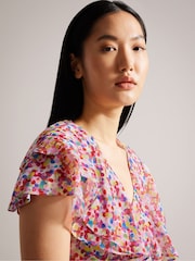 Ted Baker Brrooke Wrap White Top with Circular Cut Sleeve - Image 4 of 6