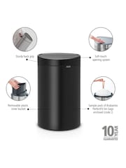 Brabantia Matt Black New 40L Touch Bin - Image 4 of 5