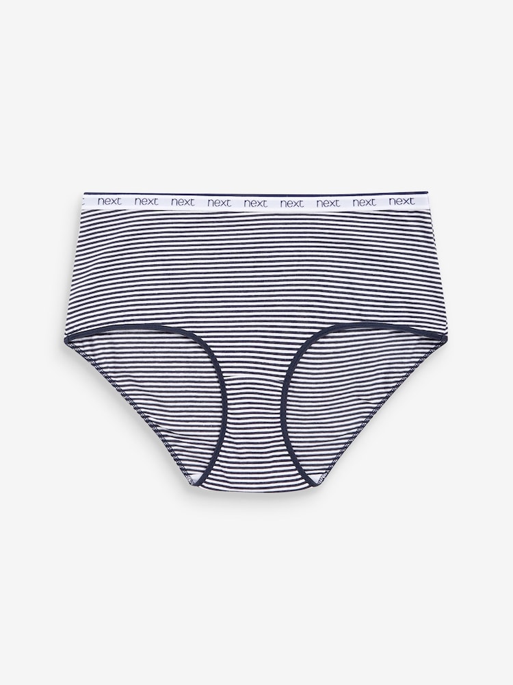 Pink/Blue Stripe Midi Logo Knickers 4 Pack - Image 3 of 8