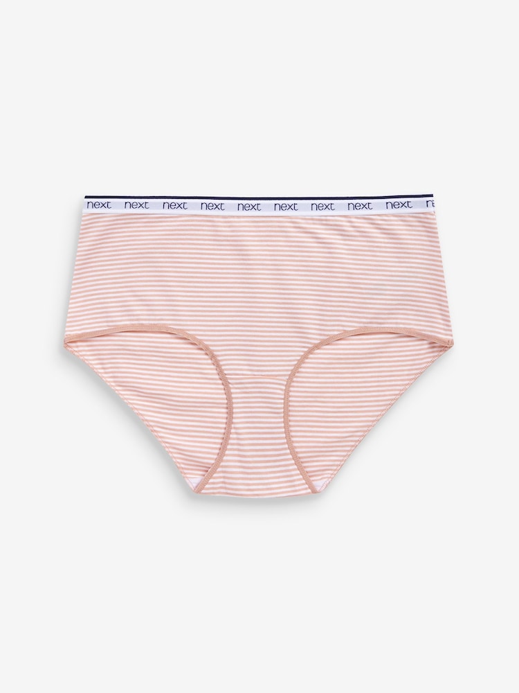 Pink/Blue Stripe Midi Logo Knickers 4 Pack - Image 5 of 8