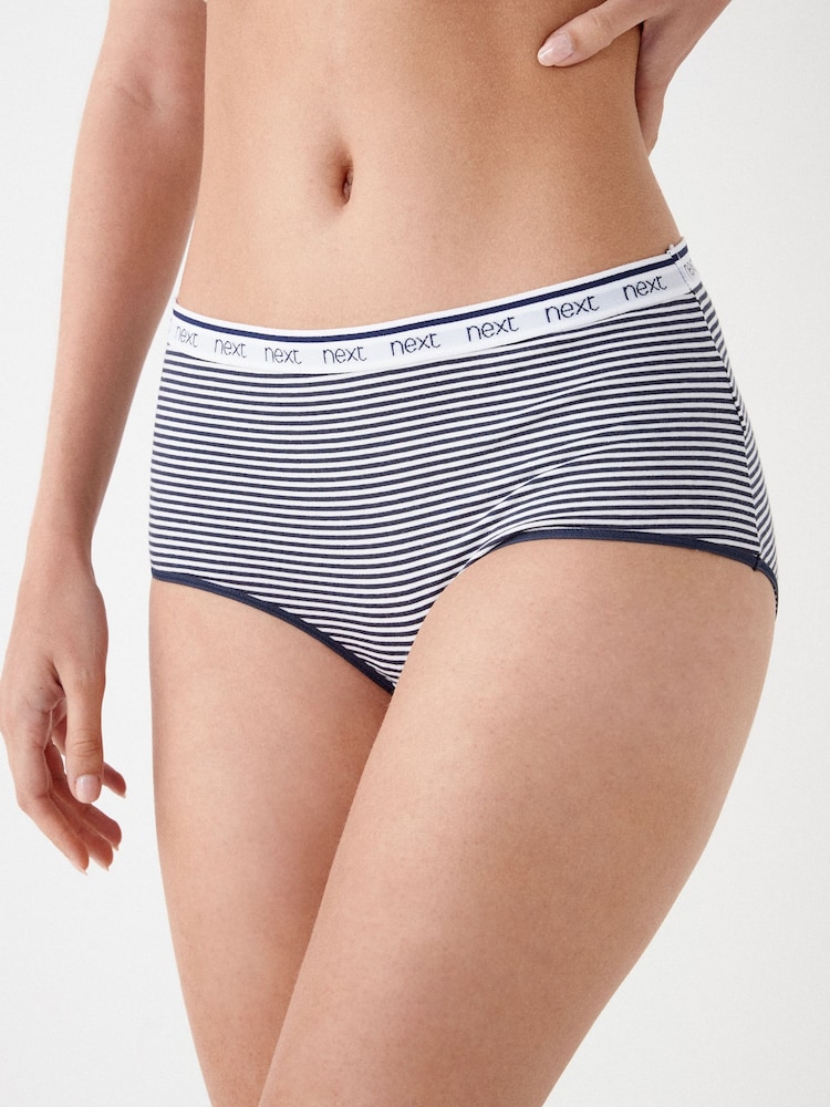 Pink/Blue Stripe Midi Logo Knickers 4 Pack - Image 6 of 8
