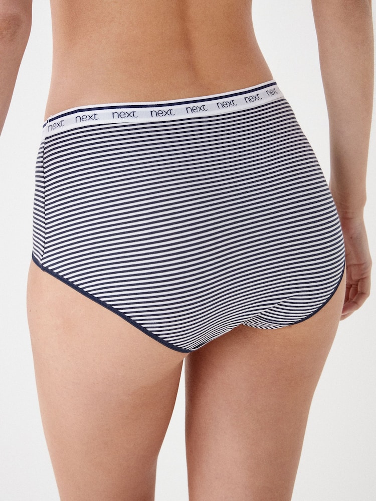Pink/Blue Stripe Midi Logo Knickers 4 Pack - Image 7 of 8