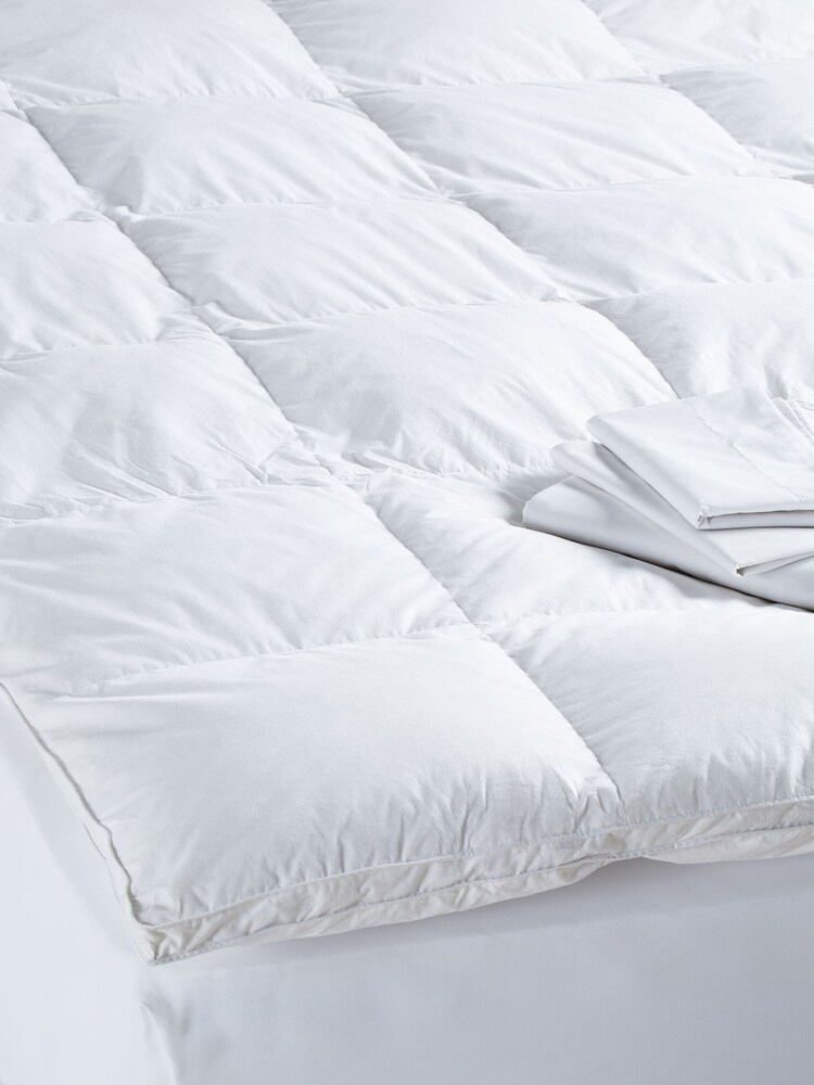 White Duck Feather And Down Mattress 100% Cotton Topper - Image 1 of 1