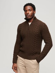 Superdry Brown Vintage Jacob Henley Jumper - Image 1 of 5