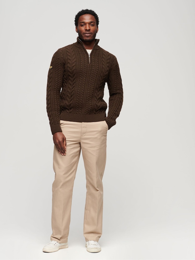 Superdry Brown Vintage Jacob Henley Jumper - Image 2 of 5