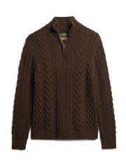 Superdry Brown Vintage Jacob Henley Jumper - Image 3 of 5