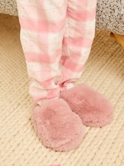 Pink Faux Fur Mule Slippers - Image 1 of 7