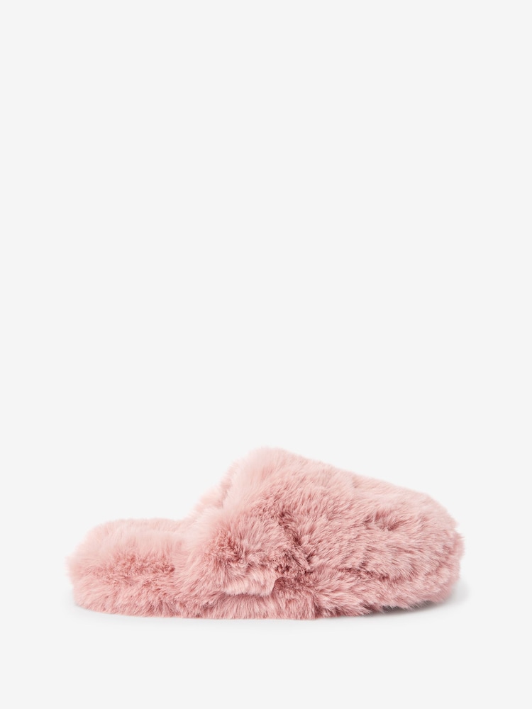 Pink Faux Fur Mule Slippers - Image 4 of 7