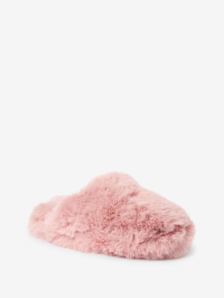 Pink Faux Fur Mule Slippers - Image 5 of 7