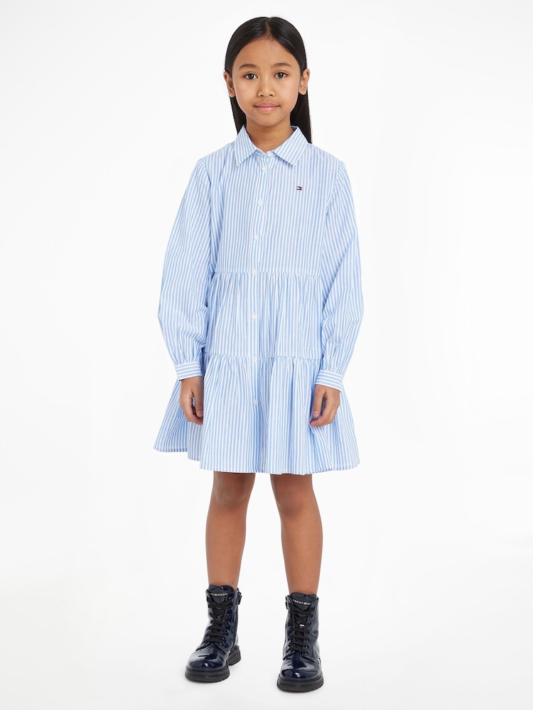 Tommy Hilfiger Blue Kids Stripe Shirt Dress - Image 1 of 6