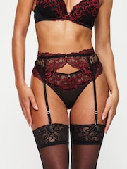 Ann Summers Black/Red Suspender Belt Sexy Lace Waspie Suspender - Image 3 of 5