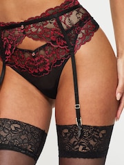 Ann Summers Black/Red Suspender Belt Sexy Lace Waspie Suspender - Image 4 of 5
