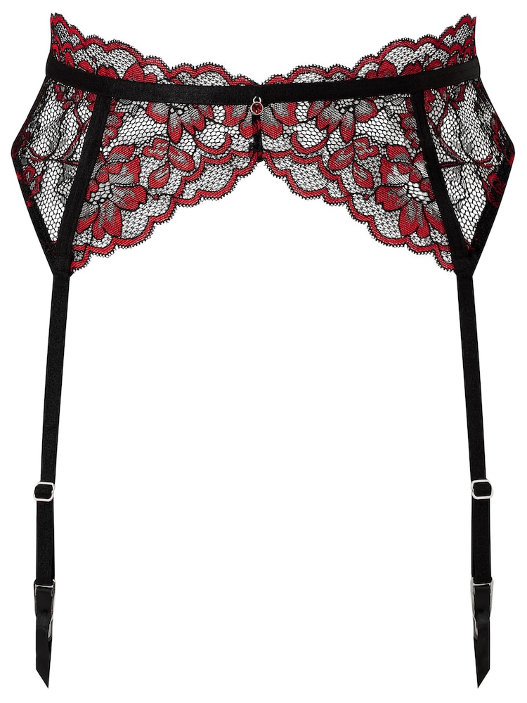 Ann Summers Black/Red Suspender Belt Sexy Lace Waspie Suspender - Image 5 of 5