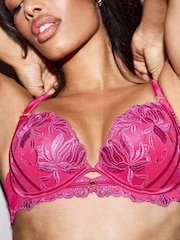 Ann Summers Pink Magnetizing Foiled Embroidery Padded Plunge Bra - Image 1 of 5