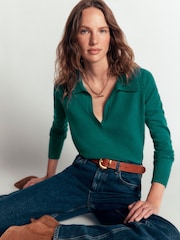 Boden Blue Elsie Cashmere Henley Jumper - Image 1 of 7