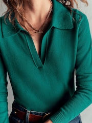 Boden Blue Elsie Cashmere Henley Jumper - Image 3 of 7
